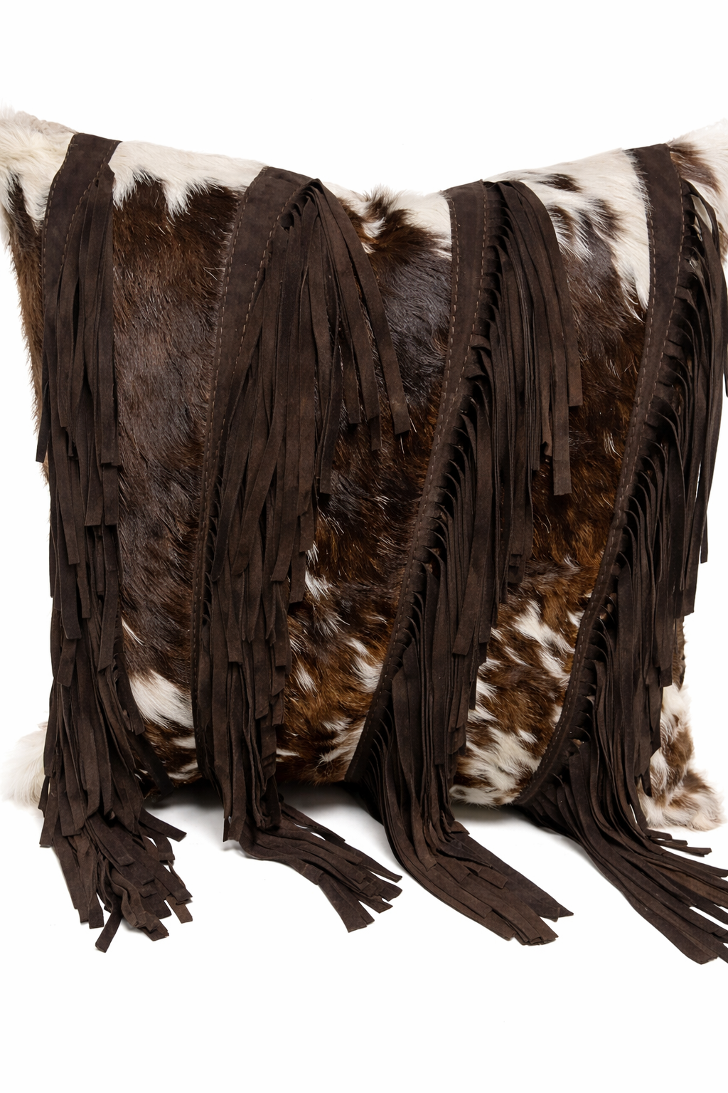 Cowhide & Suede Fringe Cushion